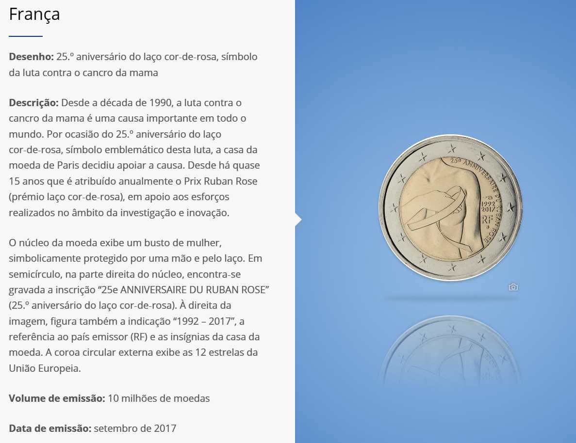 Moeda comemorativa 2 euros França (25.º aniversário) ano 2017
