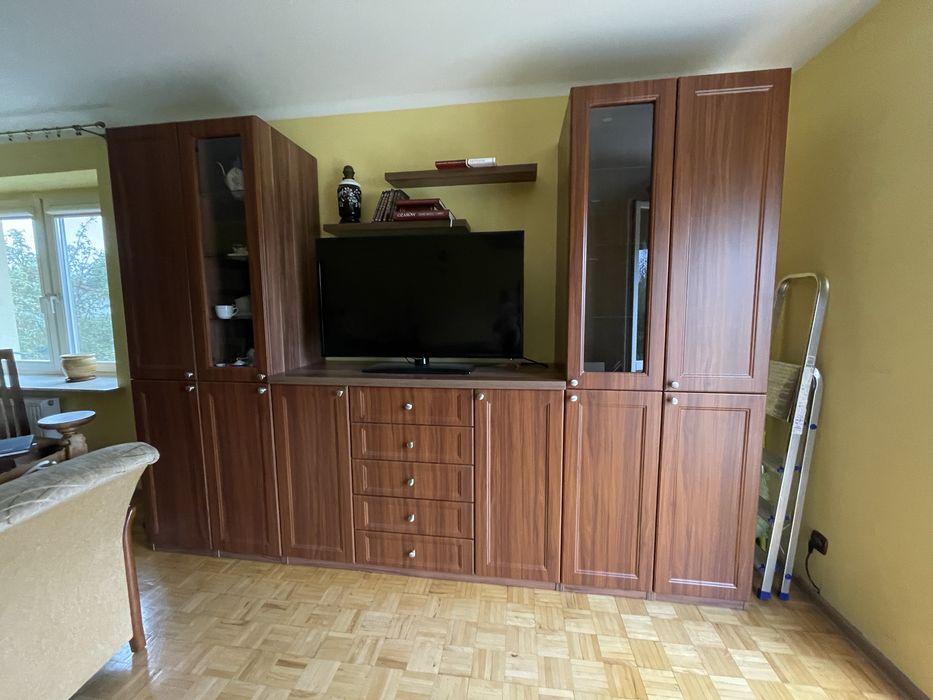 Zestaw mebli do salonu, mebloscianka, szafka narożna, półka, witrynka