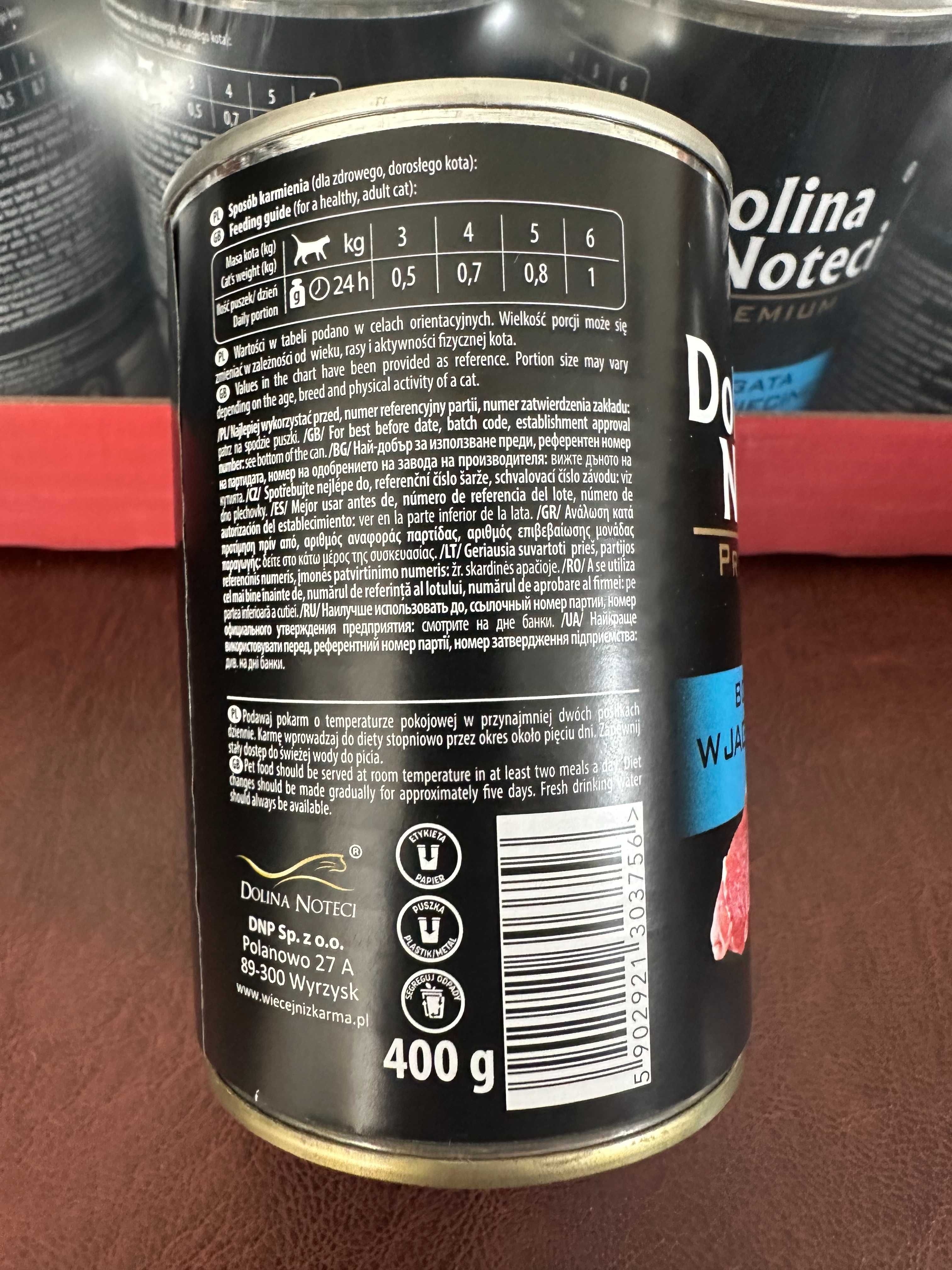 DOLINA NOTECI Premium Jagnięcina 400 g karma dla kota 6 puszek