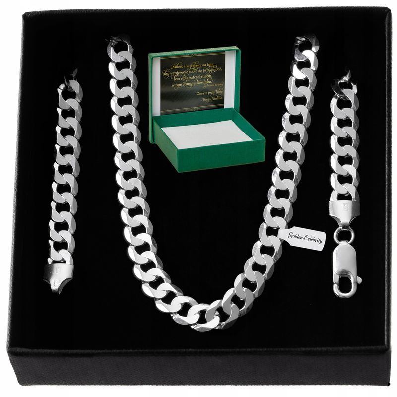 Gruby Srebrny Łańcuszek 925 Męski Pancerka 50 Cm Srebro Próba 925 + Gr