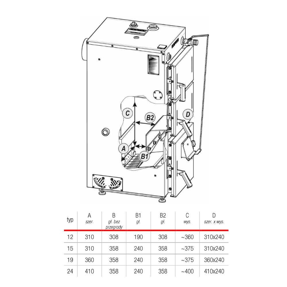 Kocioł, piec na drewno DEFRO FIREWOOD 19 kW - zasypowy / tradycyjny