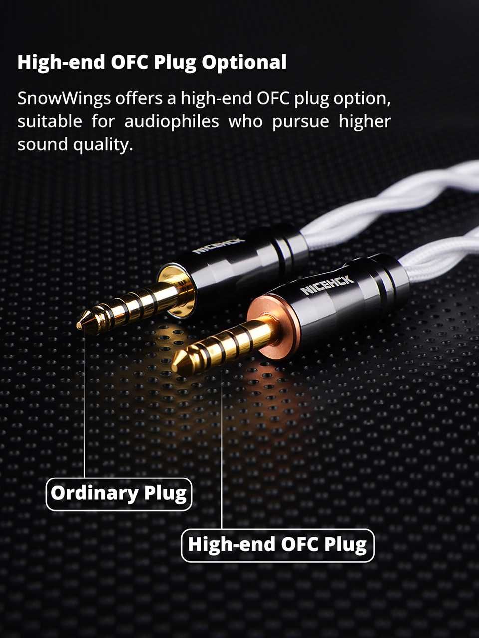 ⇒ NiceHCK SnowWings - сменный кабель для наушников (7N Silver Plated)