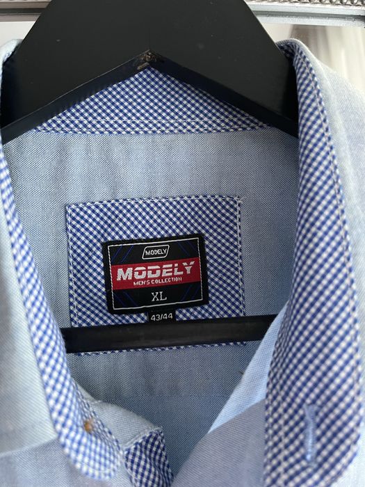 Niebieska koszula z krótkim rękawem bawełna