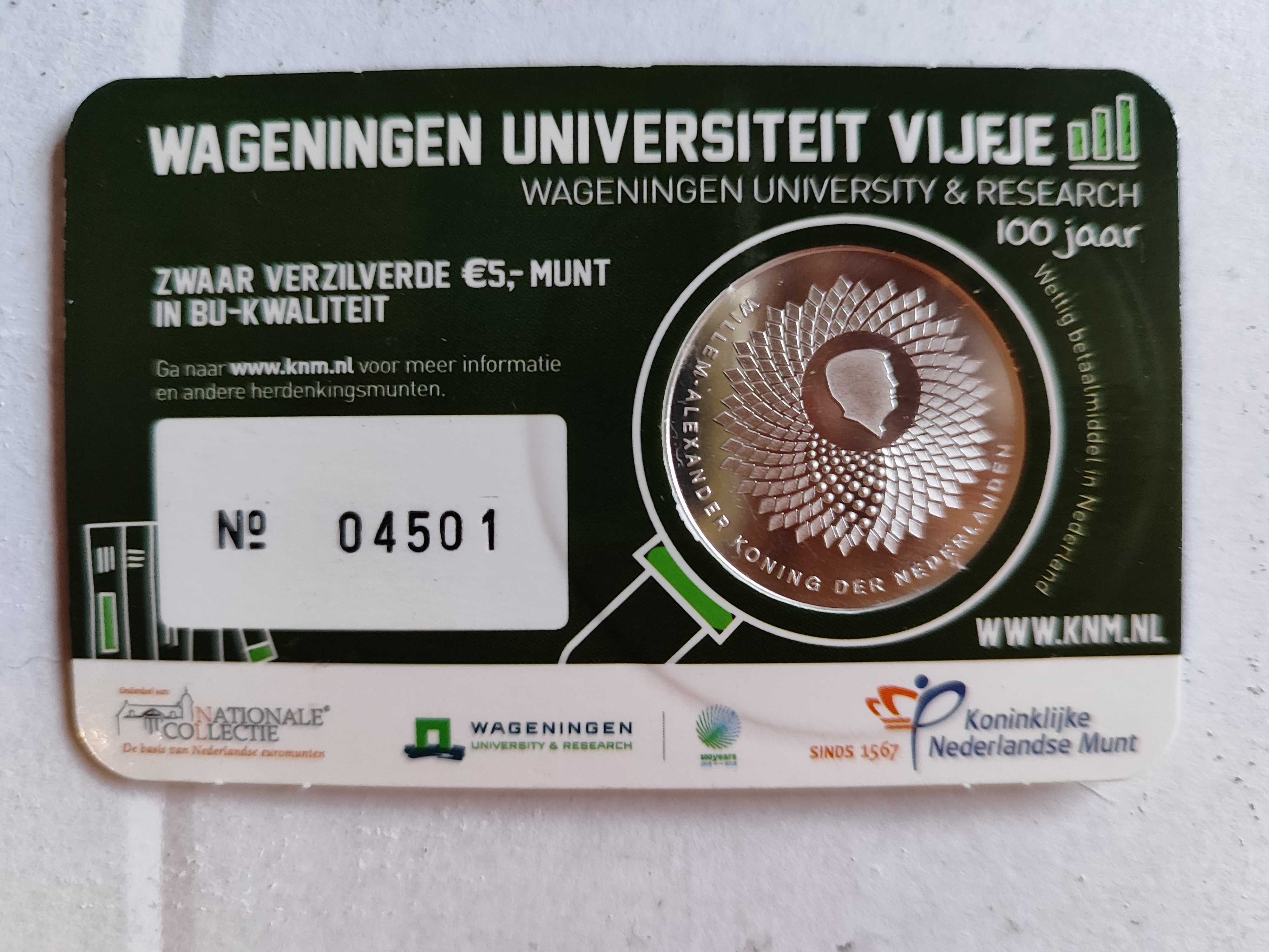 Coincard de moeda de 5€ BU - Universidade de Wageningen