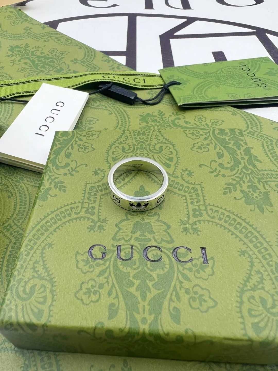 GUCCI Double G Logo Ring925 Silver Size 8