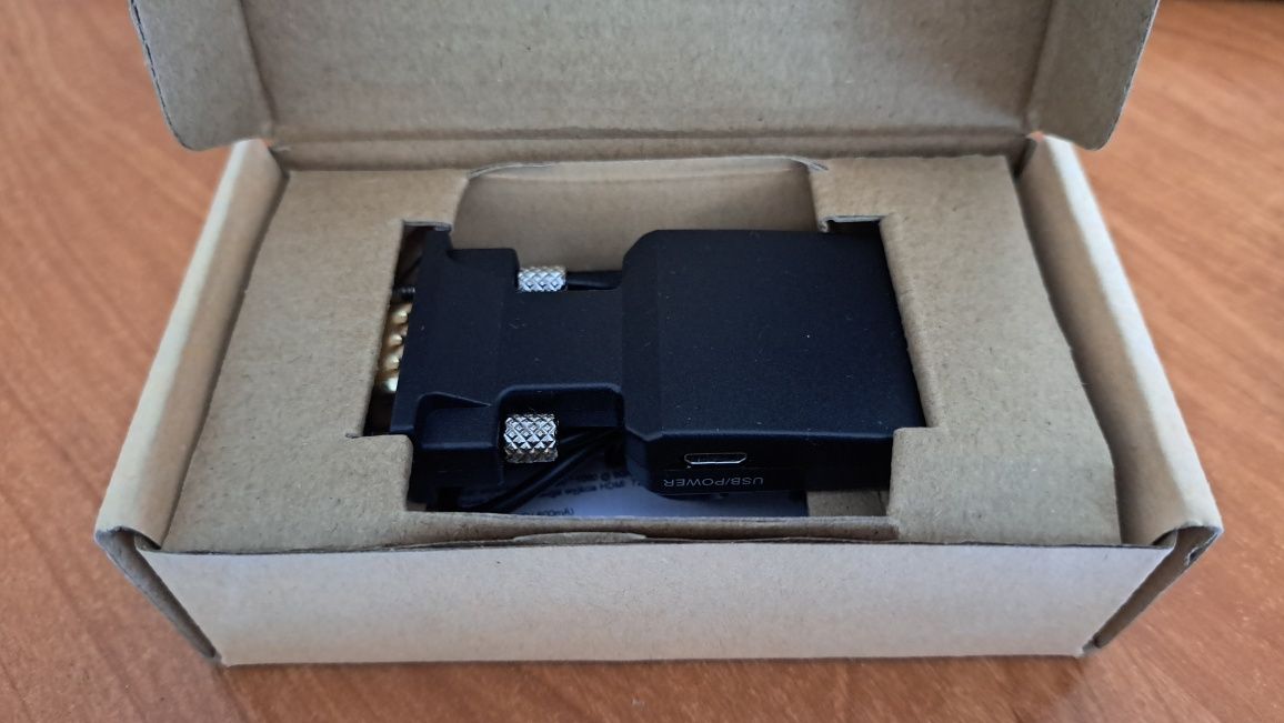 NOWY Adapter Converter VGA-HDMI z audio,FHD/komputer,monitor/OKAZJA