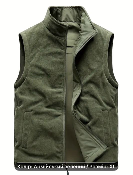 Жилет тактичний теплий на флісі реверсийний олива XL