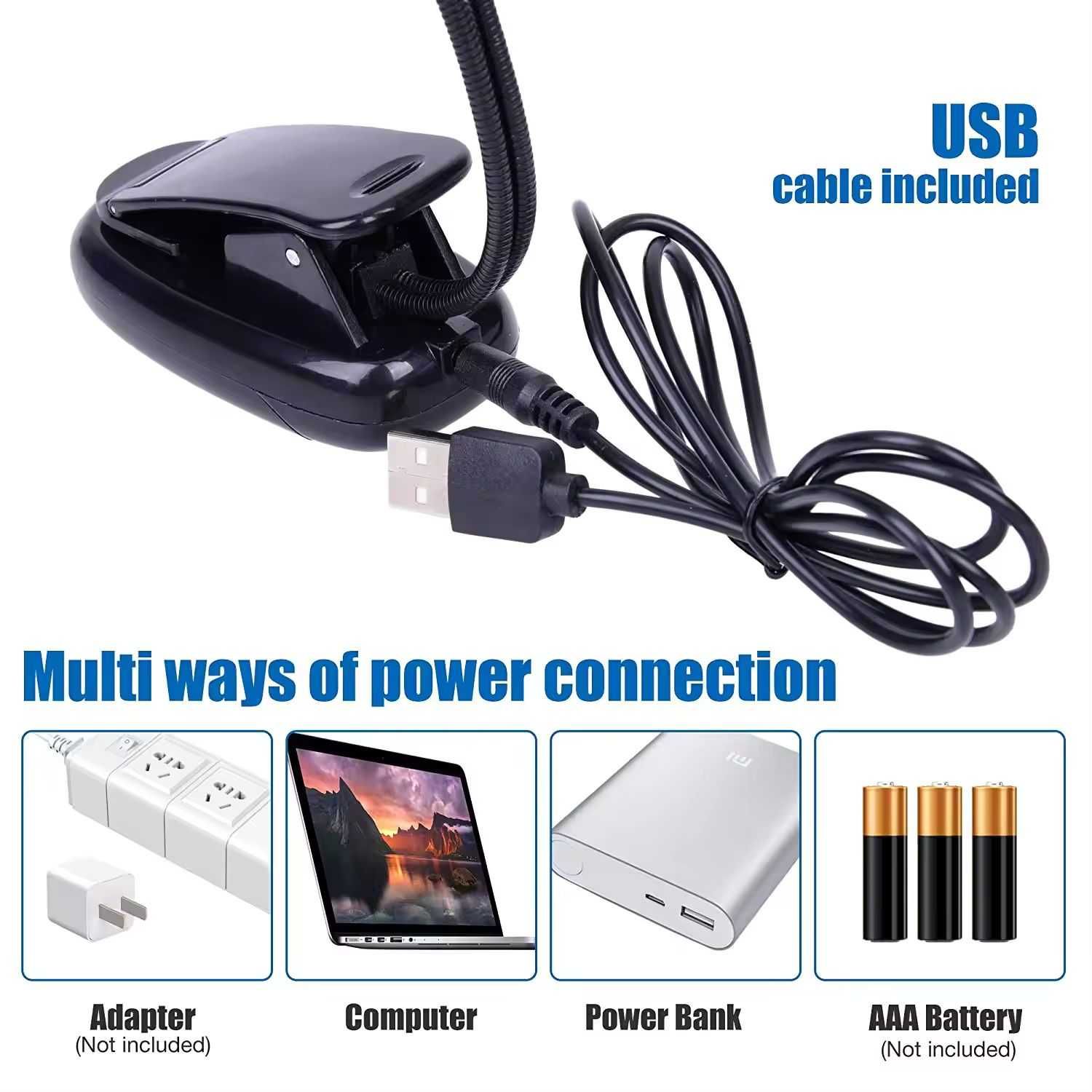 АКЦИЯ!! USB фонарик-прищепка для чтения книг(4 LED)