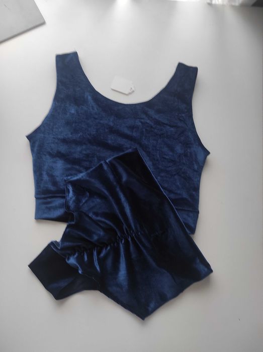 Strój pole dance granat welurowy  komplet do tańca twerk 120 zł