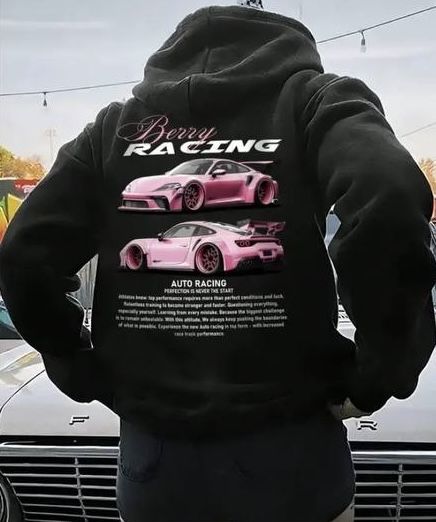 Чорне худі Berry Racing з принтом авто