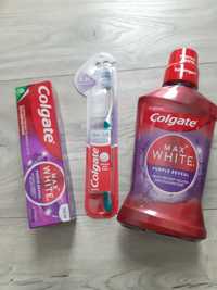 Colgate Max White  zestaw szczoteczka pasta płyn do płukania