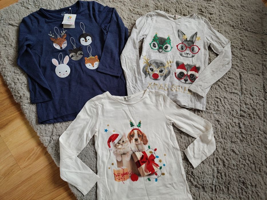 Koszulki świąteczne Topolino H&M r.122/128