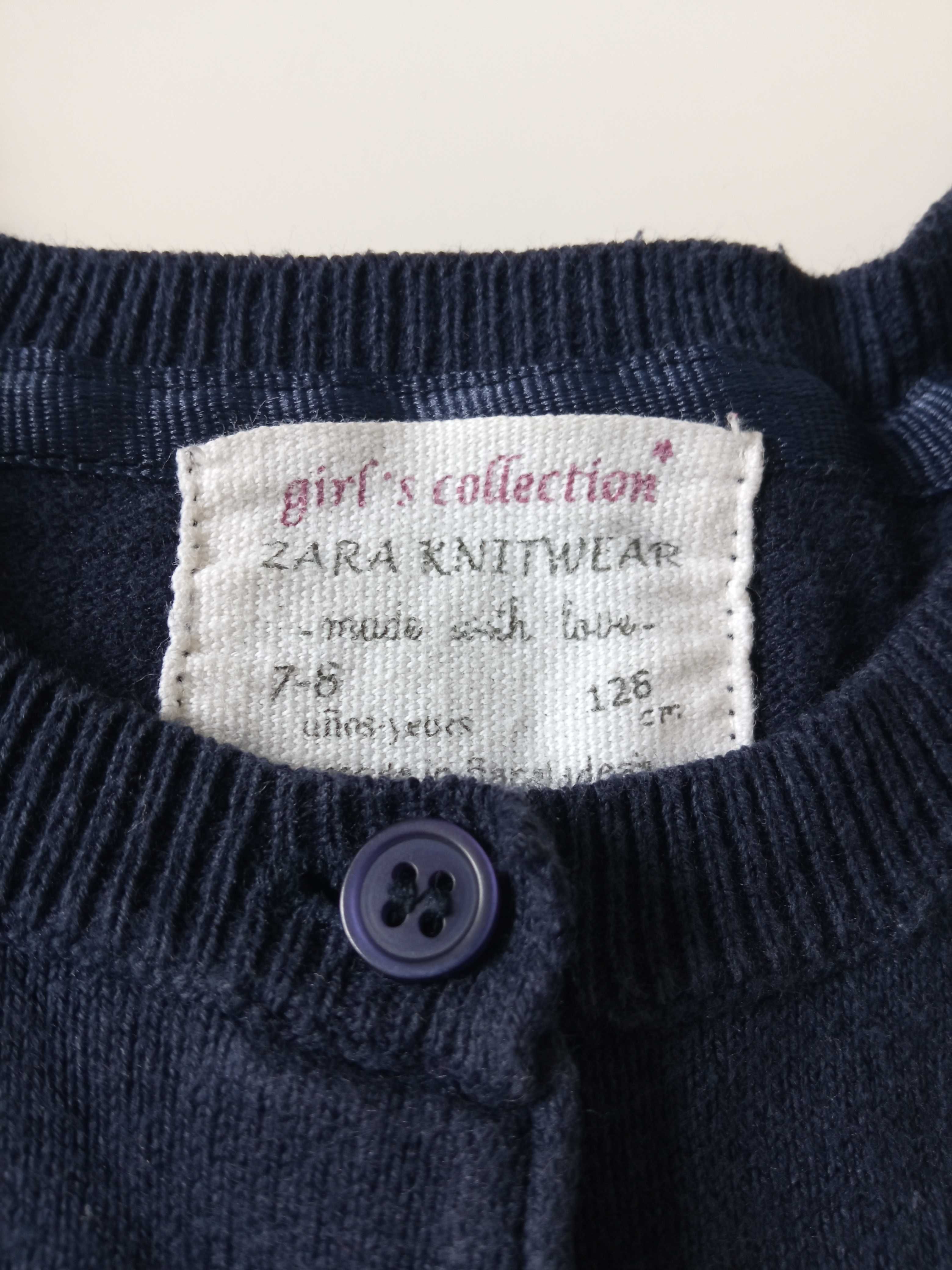 Zara Knitwear sweterek dziewczęcy rozpinany r 122/128