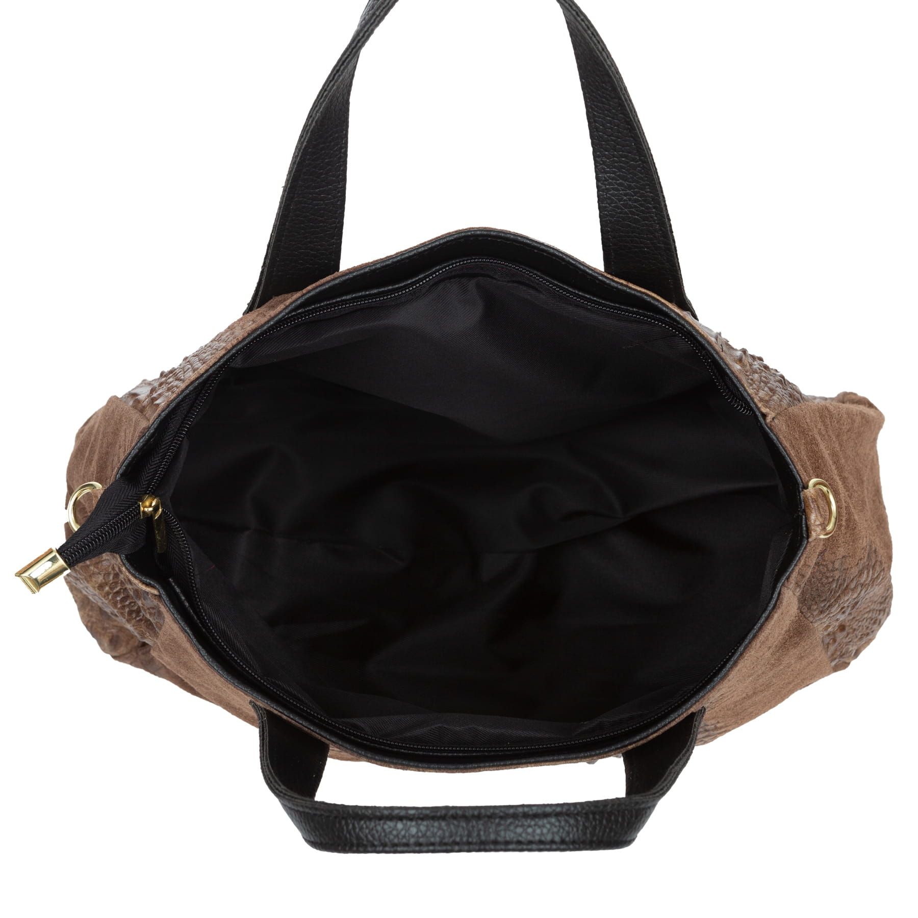 VERA PELLE torebka zamszowa shopper kroko z paskiem V543 j.szara