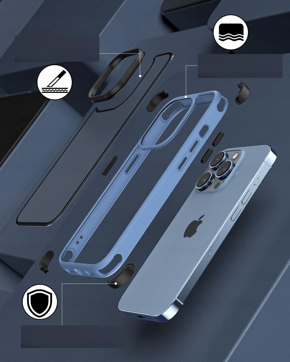 etui do iphone 13 pro crystal clear obudowa z tpu (niebieska/czarna)