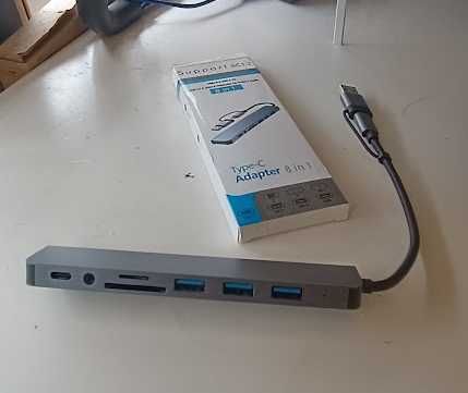 Hub USBC 8 em 1 para telemóvel tablet e computadores