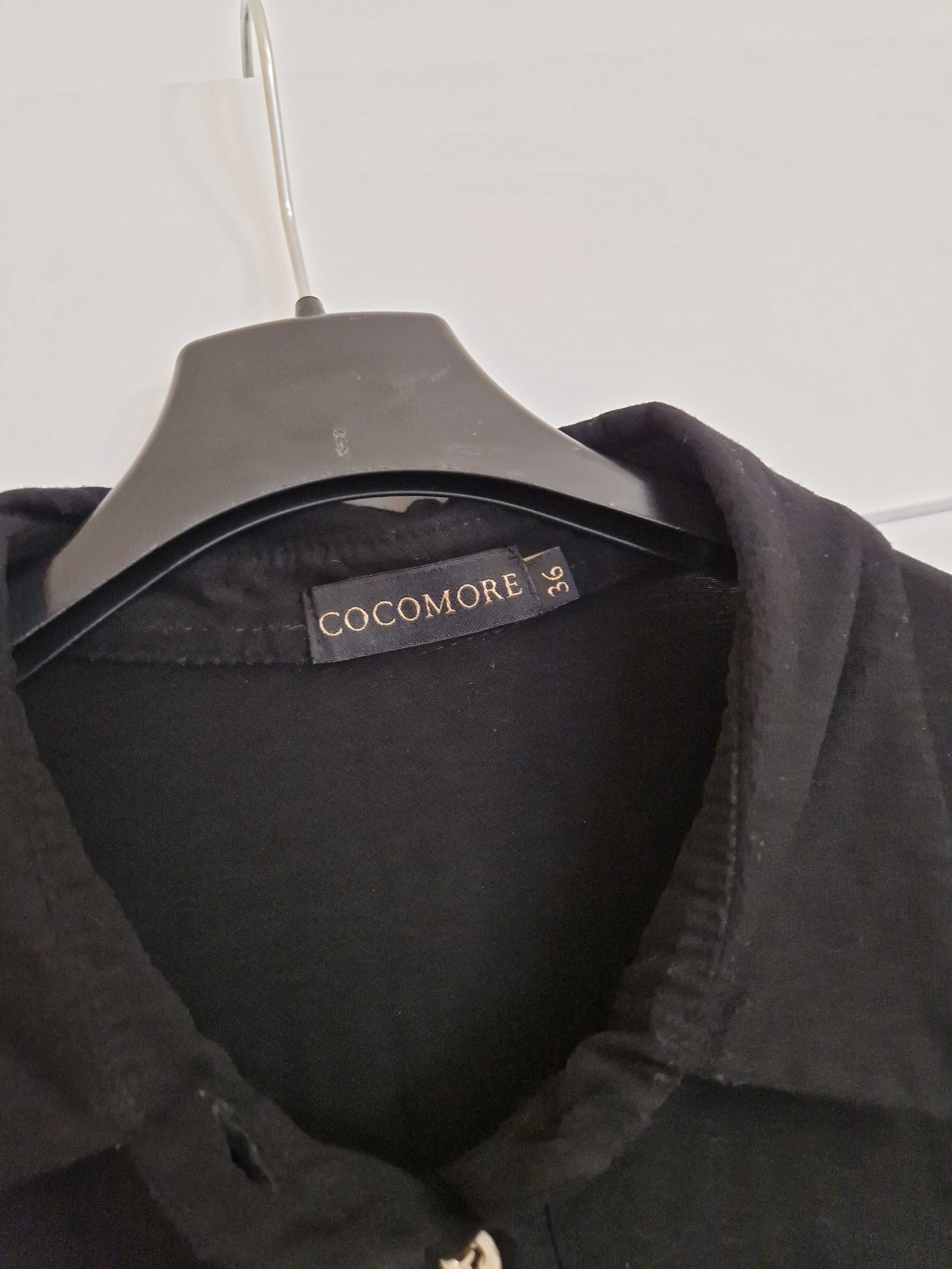 Elegancka czarna koszulowa bawełniana sukienka midi Cocomore