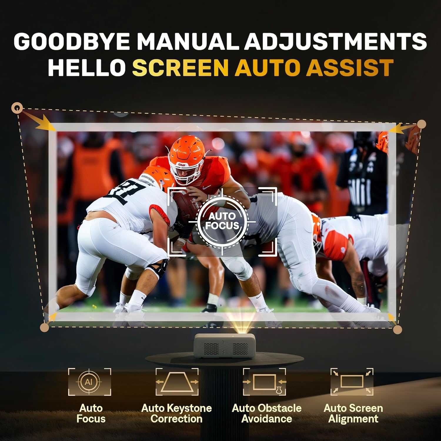 Inteligentny Projektor 4k Autofokus Wifi Bluetoth Smart TV DoIby Audio