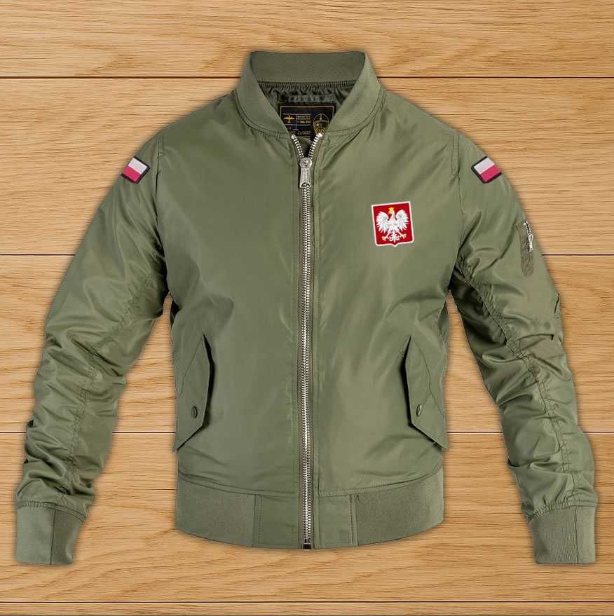 Kurtka Pilotka MA-1 Flyers Olive Lekka, Dwustronna Godło Polska