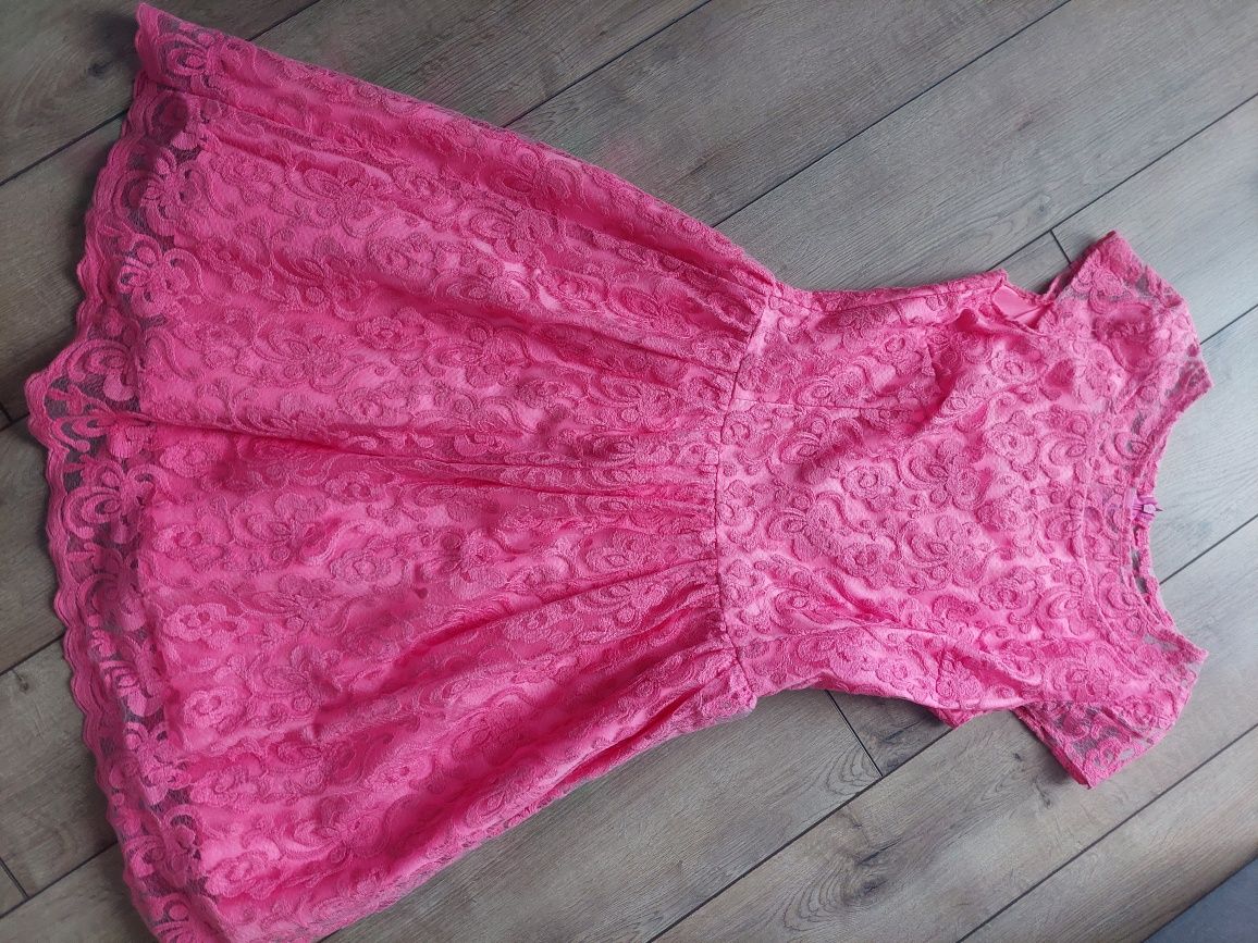 Sukienka różowa, koronkowa małe r.38