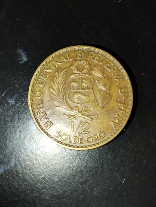 Moeda de 1/2 Sol de Oro 1965 da República do Perú