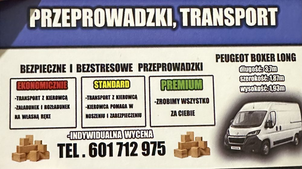 Usługi transportowe, przeprowadzki