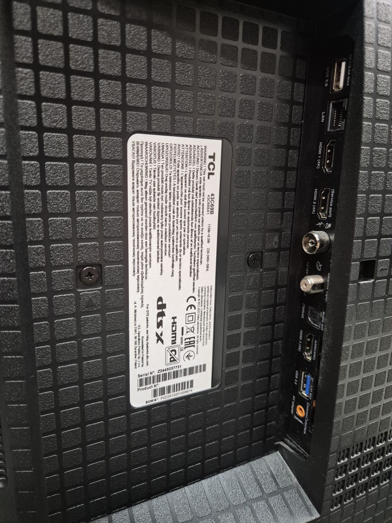 Telewizor Smart QLED TCL 43C69B, Gwarancja, Komis Jasło Czackiego