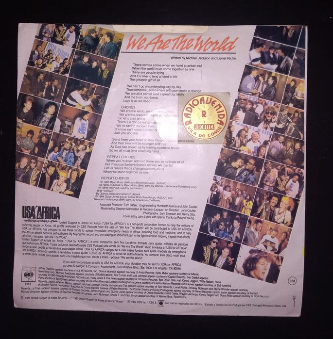 Vinil USA for África "We are the world"