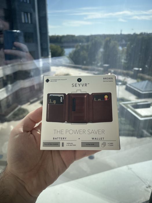 Шкіряний гаманець з powerbank/вбудований павербенк