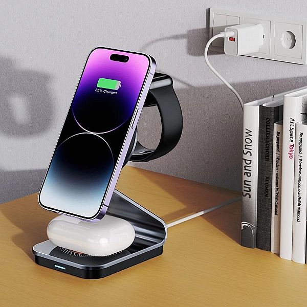 Tech-Protect Qi15W-A29/3In1 Magnetic Magsafe Wireless Charger Black