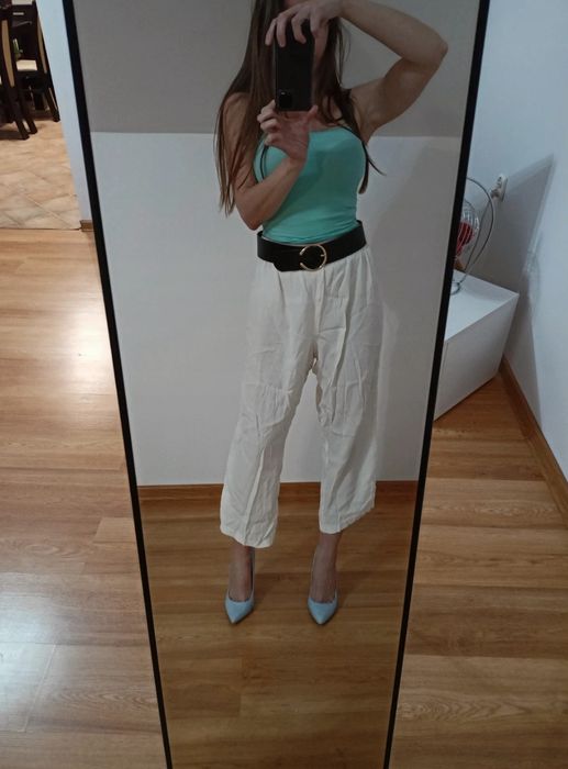 Spodnie damskie eleganckie białe cygaretki oversize xxl