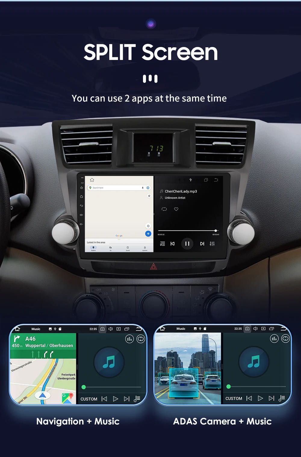 Auto Radio Toyota Highlander * Android * 2Din * Ano 2007 a 2013