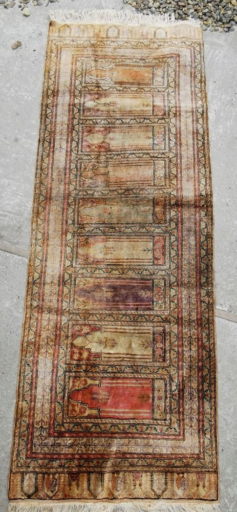 Perski jedwabny dywan kobierzec Kayseri 85x240 Turcja jedwab