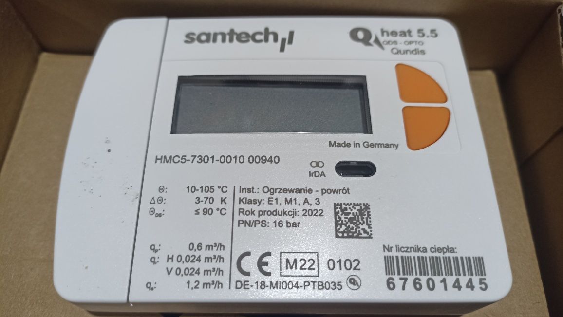 Ciepłomierze SANTECH Q heat 5,5-powrót 36 szt