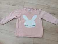 Fajny sweterek z króliczkiem dla dziewczynki, rozmiar 74, 6-9 miesięcy