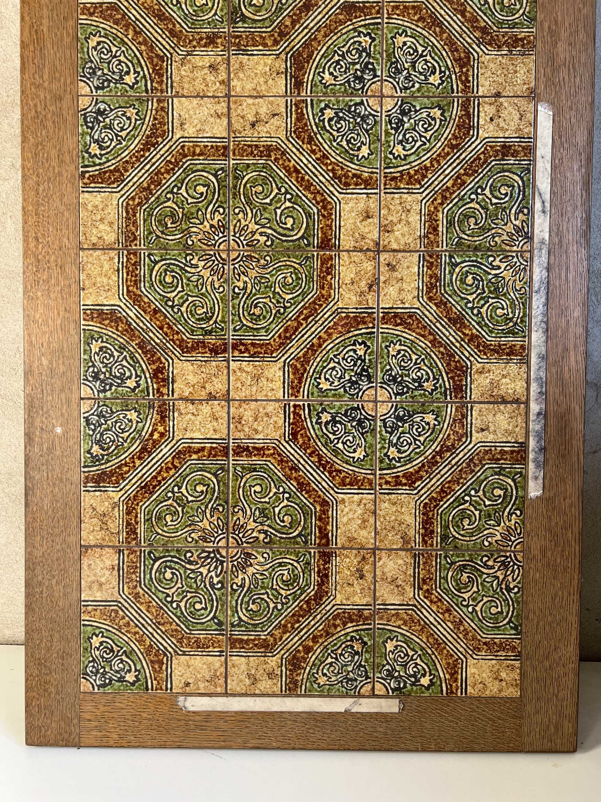 Blat vintage drewniany z płytkami w stylu Portugalskim 137 cm x 77 cm