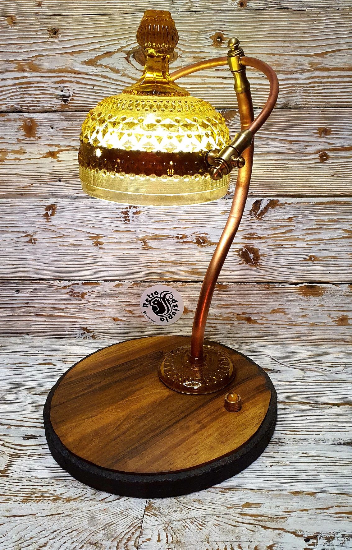 Lampa nocna, biurkowa romby i guziki HSG Ząbkowice Retro hand PRL