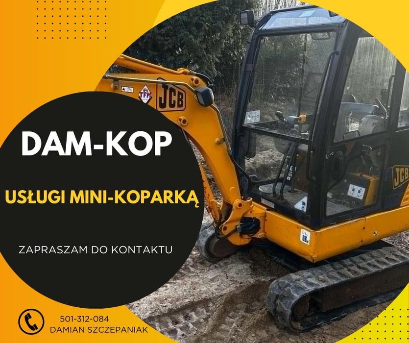 Wolne terminy! Usługi minikoparką, wywrotką 3.5t, zagęszczarki