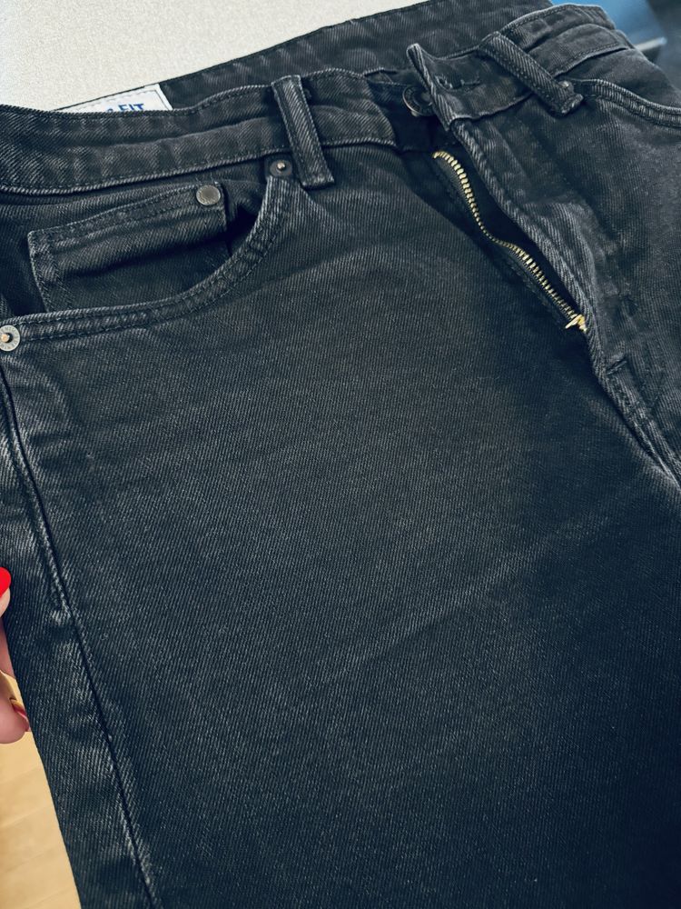 Spodnie dżinsowe H&M 31/32 czarne proste