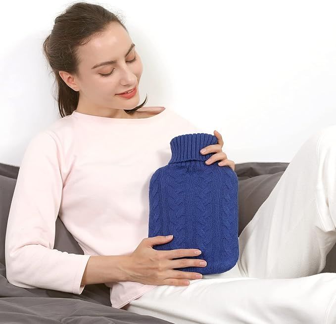 Samply Termofor 2L Z Dzianinowym Pokrowcem Granatowy Ogrzewacz