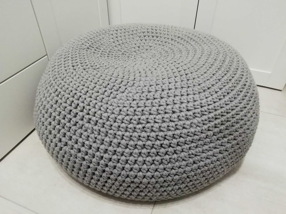 Pufa sznurkowa puf pleciony szary 60x28cm