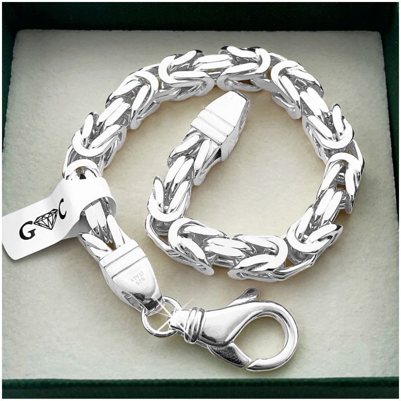 Gruba Męska Bransoletka Splot Królewski, 21cm/7mm Pełna, Próba 925 + G