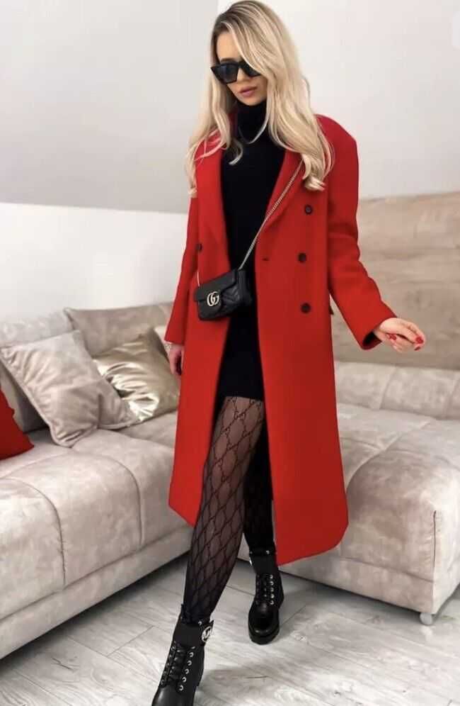 Płaszcz Zara czerwony wełna wełniany oversize dyplomatka rozm XS NOWY