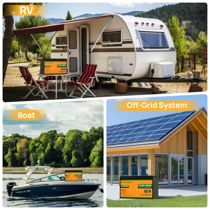 12V 150Ah FV23% nowy SMART LiFePo4 Akumulator ECO Worthy Bluetooth