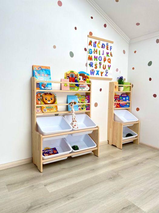 Органайзер полка для книг і іграшок на 2/4/6 ящиків контейнерів