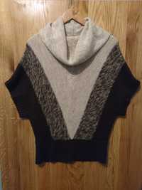 Beżowo-brązowy sweter z krótkim rękawem nietoperz Orsay XS 34