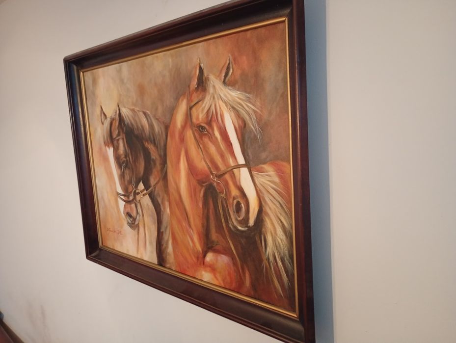 Obraz olejny konie .