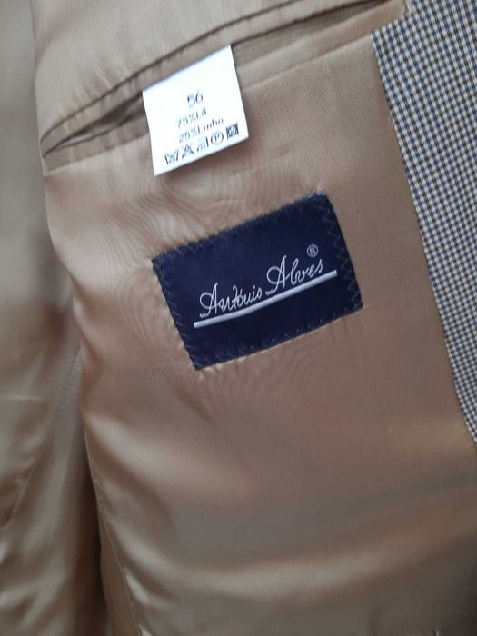 Blazer/Casaco padrão pied de poule em tom castanho