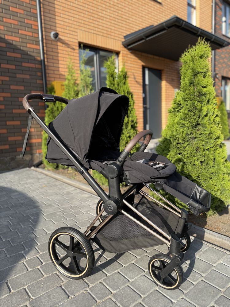 Коляска Cybex Priam 4.0 Sepia Black шасі Rosegold 2 в 1