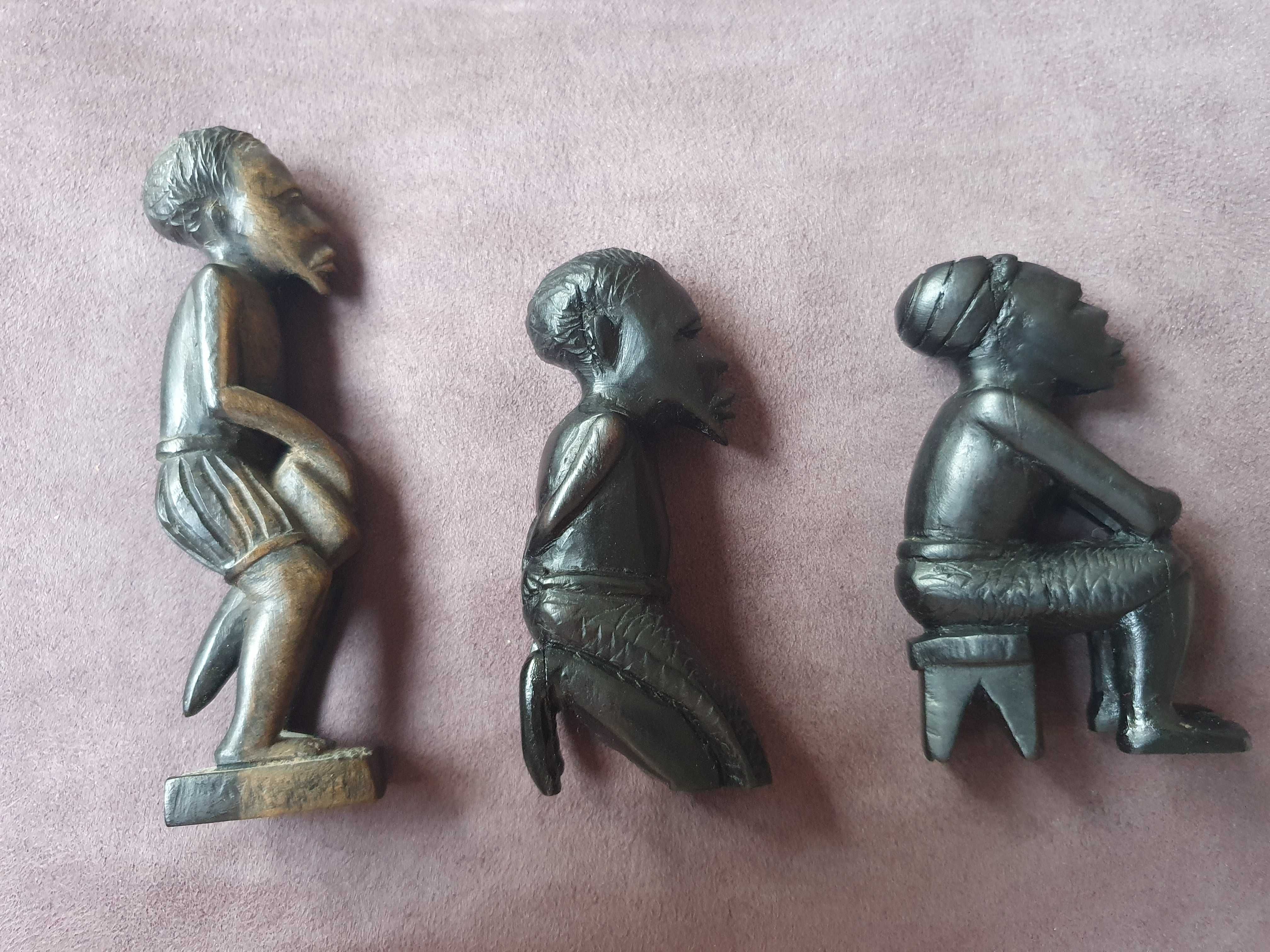 Arte Africana - 3 Figuras de Artesanato em pau preto - Anos 80